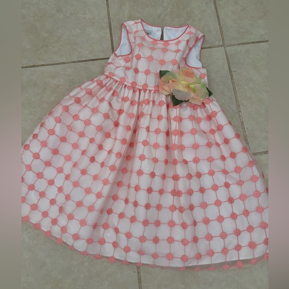 Pippa&Julie Girl Toddler Formal Dress Pink Salmon 4T